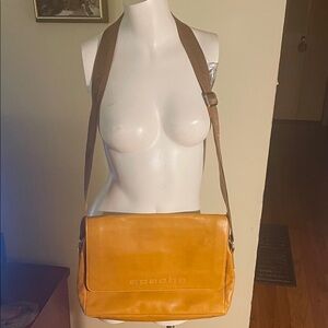 Apache by Person Tan/Yellow Leather Messenger Bag